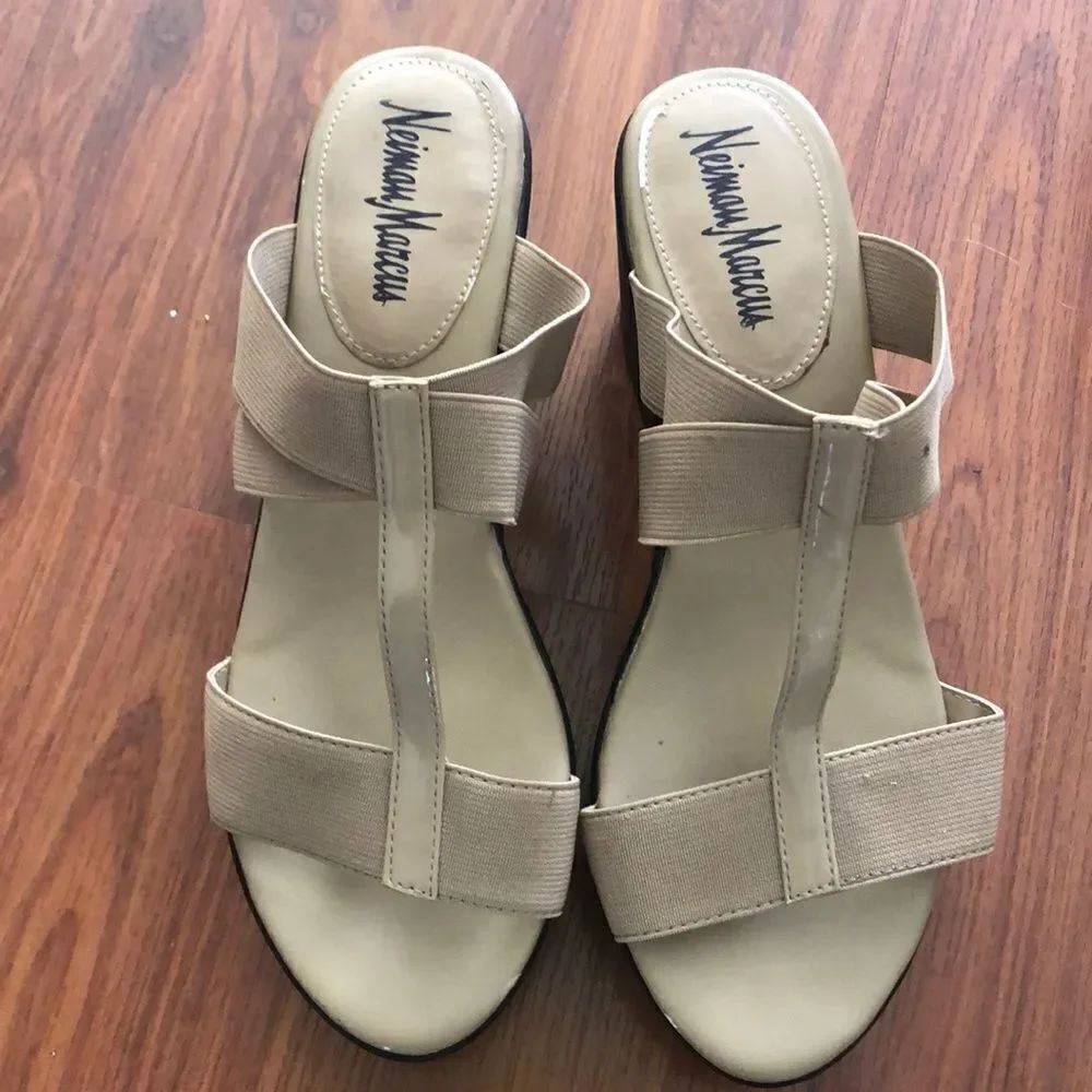 Neiman Marcus Beige elastic wedges.7